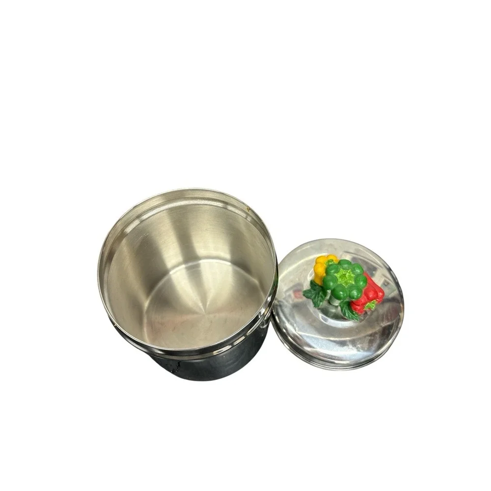 Vintage Garden Vegetable Kitchen Canister Set AMCO Rust Proof Stainless Set of 2